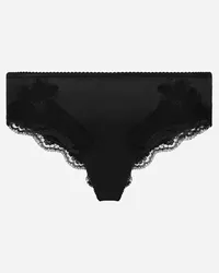 Dolce & Gabbana Slip In Raso Con Pizzo - Donna Intimo Nero Seta Nero