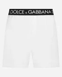 Dolce & Gabbana Boxer Da Mare Medio Con Vita Elastica Logata - Uomo Beachwear Bianco Tessuto Bianco