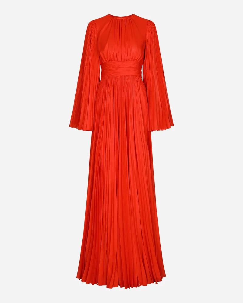 Dolce & Gabbana Abito Lungo In Chiffon - Donna Abiti Rosso Rosso