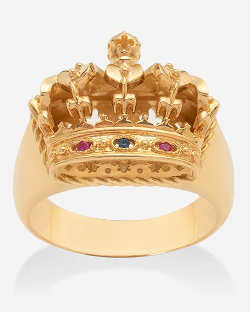 Dolce & Gabbana Anello Royal Oro Giallo 18 Carati, Rubini E Zaffiro - Uomo Anelli Oro Oro