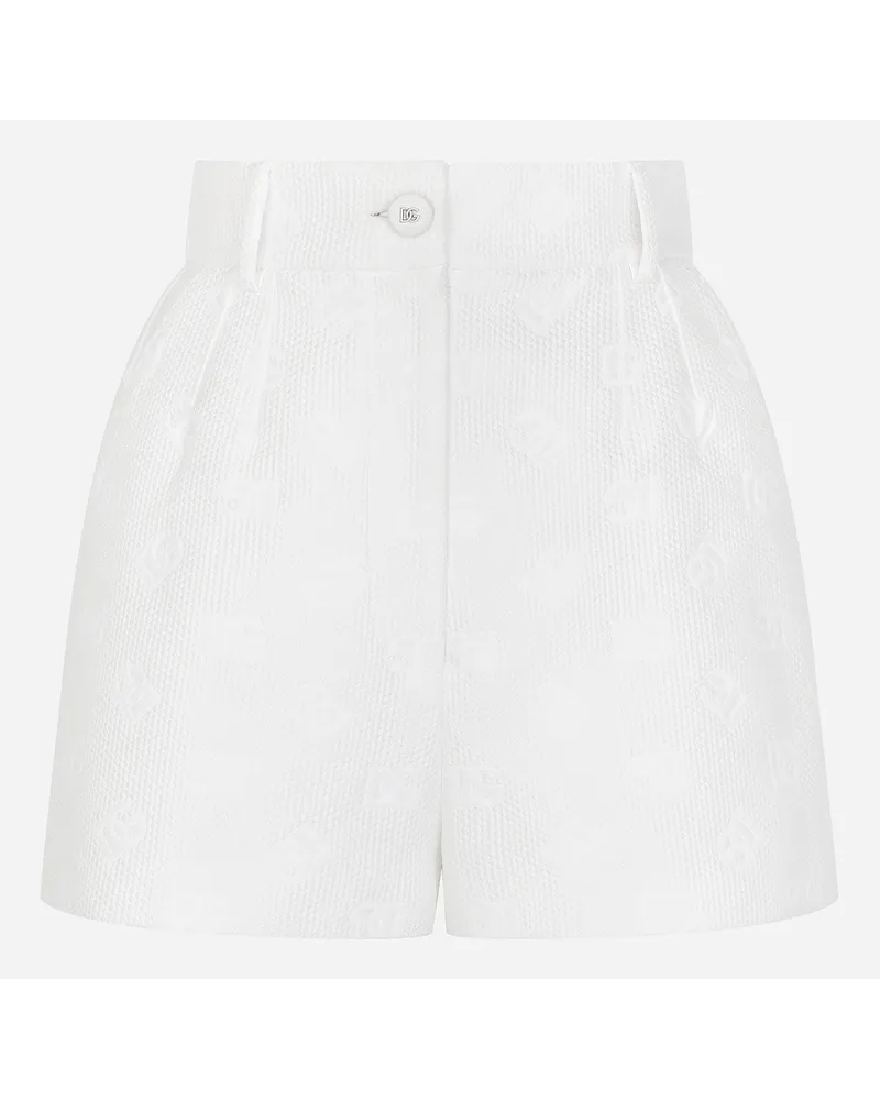 Dolce & Gabbana Shorts In Jacquard Con Logo Dg Allover - Donna Pantaloni E Shorts Bianco Bianco
