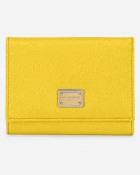 Dolce & Gabbana Portafoglio French Flap In Pelle Di Vitello Dauphine - Donna Portafogli E Piccola Pelletteria Giallo Pelle Giallo