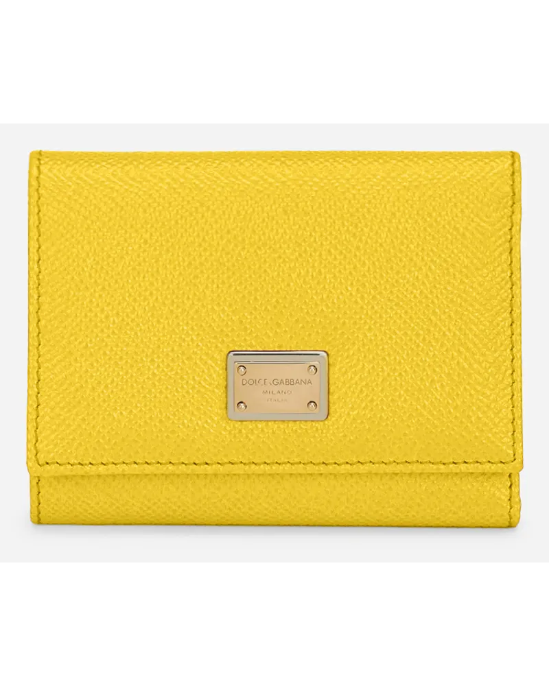 Dolce & Gabbana Portafoglio French Flap In Pelle Di Vitello Dauphine - Donna Portafogli E Piccola Pelletteria Giallo Pelle Giallo