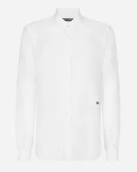 Dolce & Gabbana Camicia Martini In Lino Con Dg Hardware - Uomo Camicie Bianco Lino Bianco