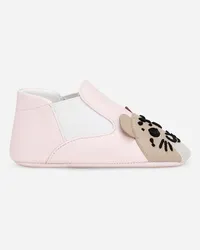 Dolce & Gabbana Sneakers Bassa In Pelle Di Agnello Con Leopardino - Uomo Collection Rosa Rosa