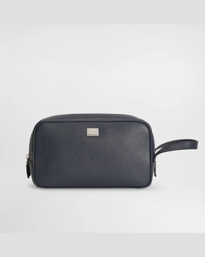 Dolce & Gabbana Necessaire In Pelle Di Vitello - Uomo Portadocumenti E Clutch Blu Blu