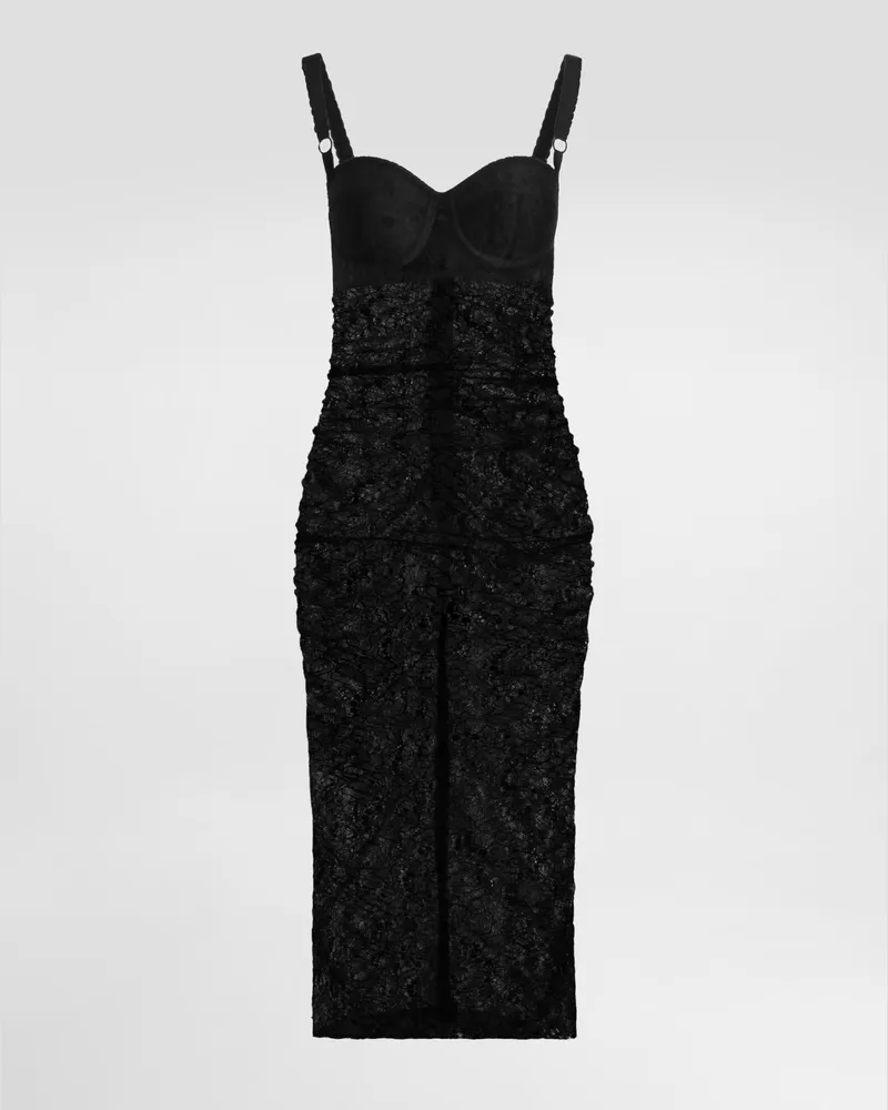 Dolce & Gabbana Abito Longuette In Pizzo - Donna Abiti Nero Nero
