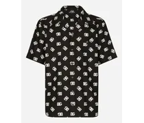 Camicia Hawaii Cotone Stampa Dg Monogram - Uomo Camicie Nero