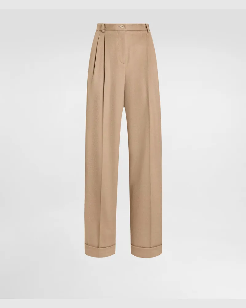 Dolce & Gabbana Pantaloni In Cashmere - Donna Pantaloni E Shorts Marrone Tabacco