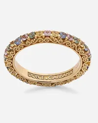 Dolce & Gabbana Heritage Band Ring In Yellow 18kt Gold With Multicoloured Sapphires - Donna Anelli Oro Oro Oro