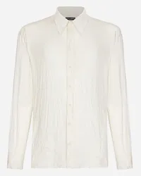 Dolce & Gabbana Camicia Over In Charmeuse Di Seta Stretch - Uomo Camicie Bianco Seta Bianco