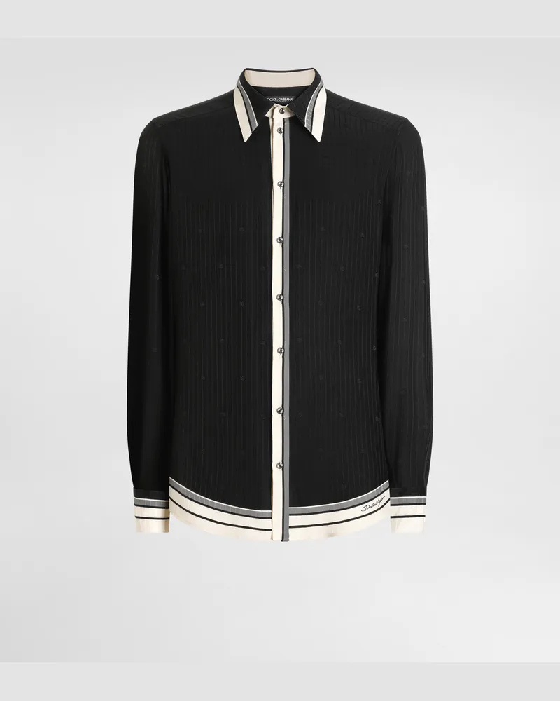 Dolce & Gabbana Camicia Martini In Jacquard Stampa Logo E Righe - Uomo Camicie Multicolore Multicolore