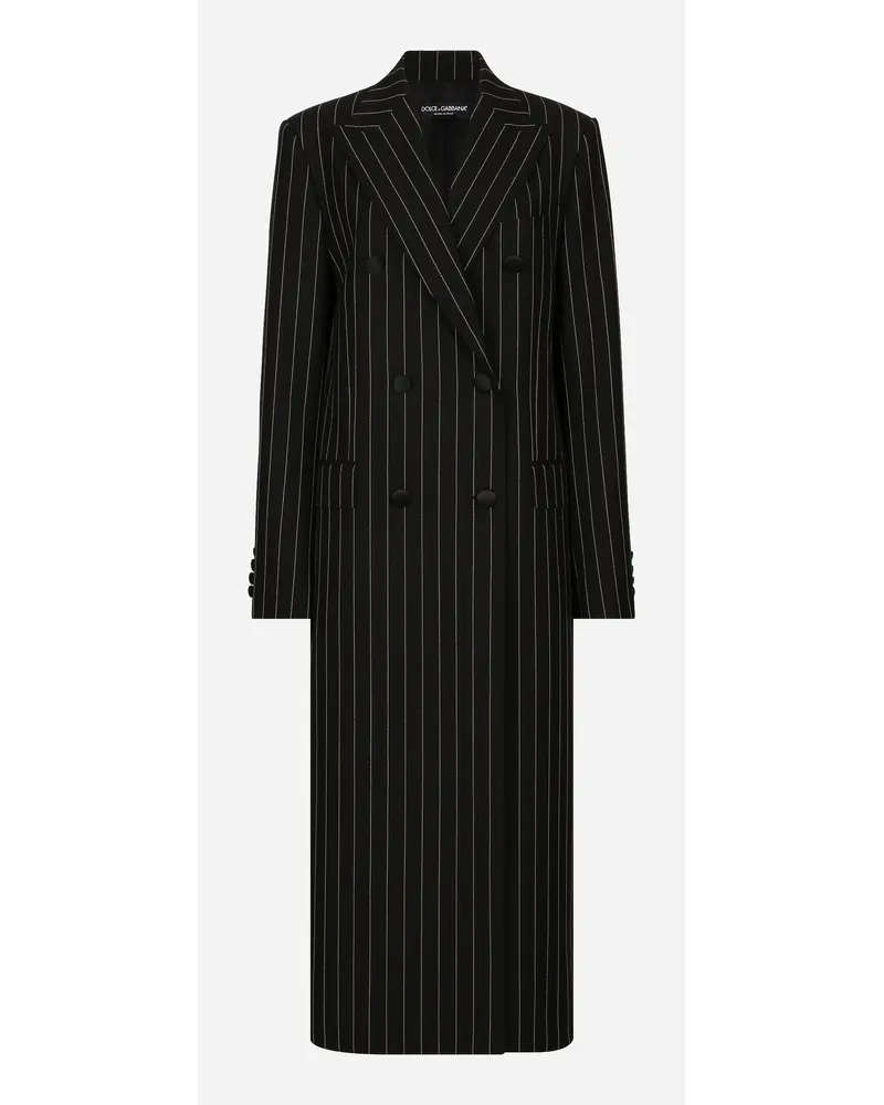 Dolce & Gabbana Cappotto Doppiopetto Gessato In Tela Di Lana - Donna Cappotti E Giubbotti Multicolore Rigato