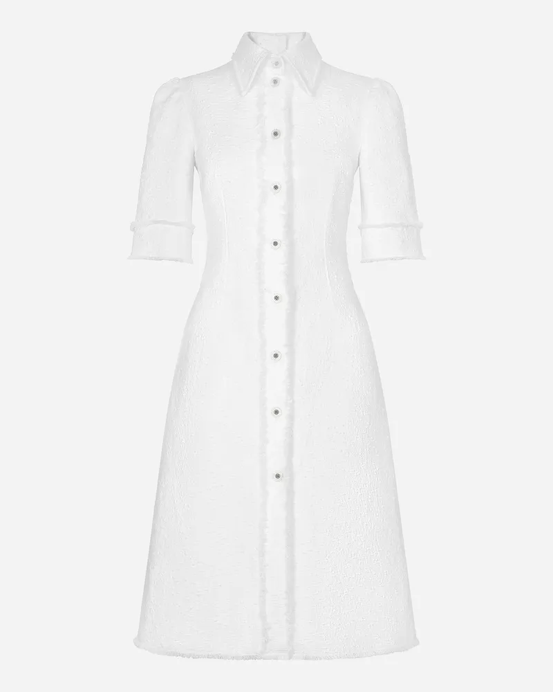 Dolce & Gabbana Abito Longuette In Tweed Rachel Di Cotone - Donna Abiti Bianco Bianco