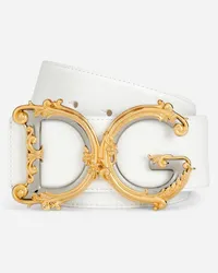 Dolce & Gabbana Calfskin Belt With Logo - Donna Cinture Bianco Pelle Bianco