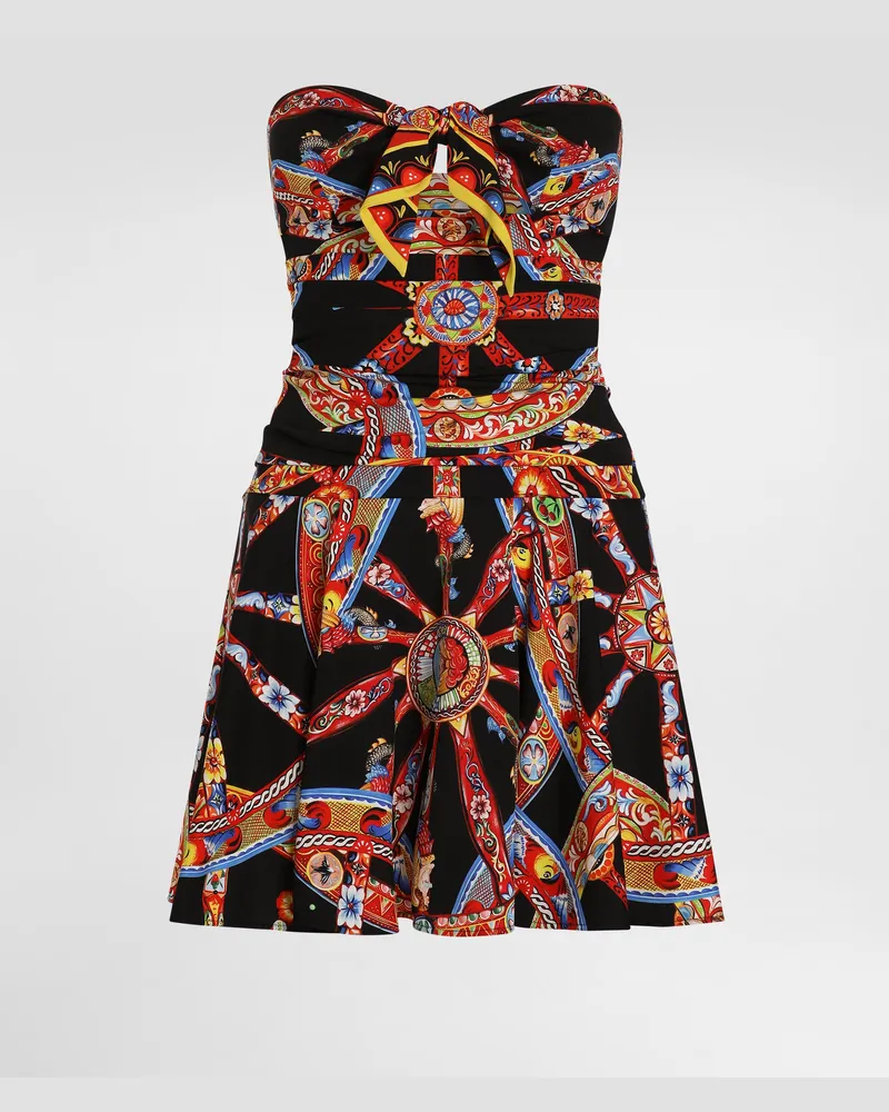 Dolce & Gabbana Abito Mini In Charmeuse Stampa Carretto - Donna Abiti Multicolore Multicolore