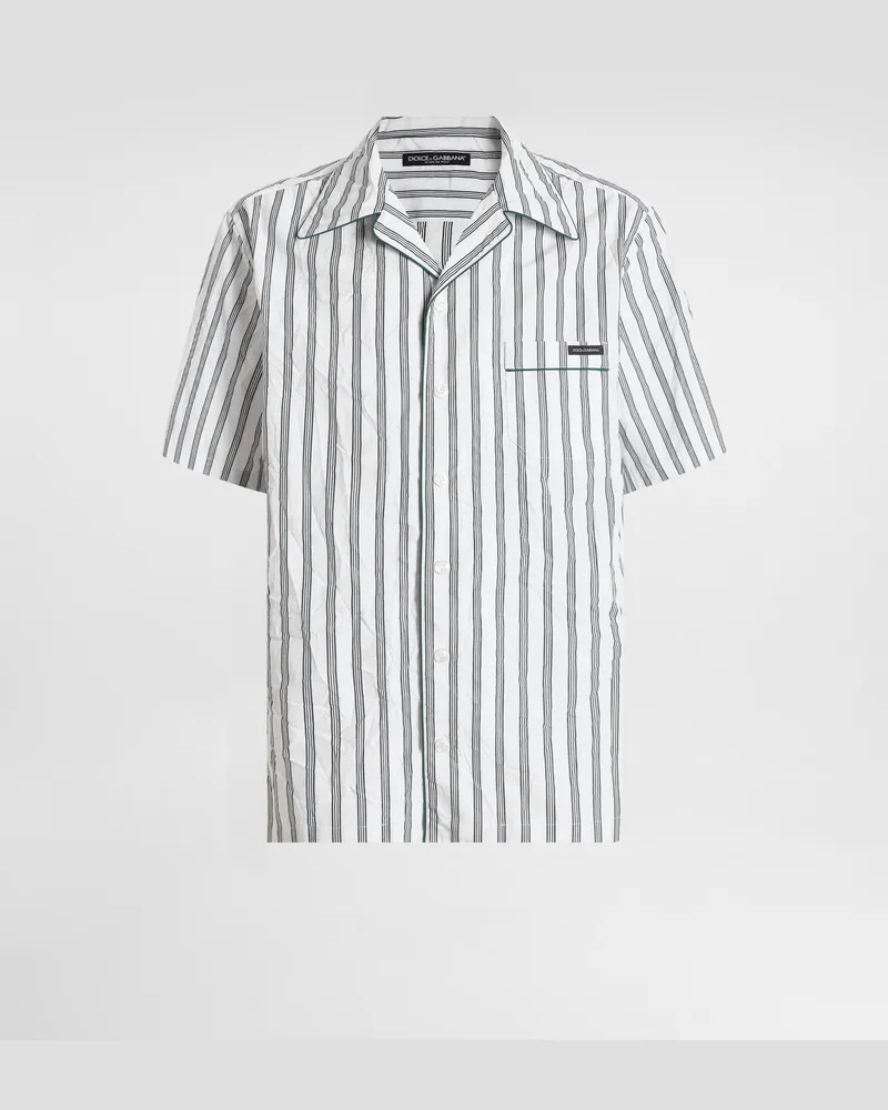 Dolce & Gabbana Camicia Hawaii In Popeline Rigato Froissé - Uomo Camicie Multicolore Rigato