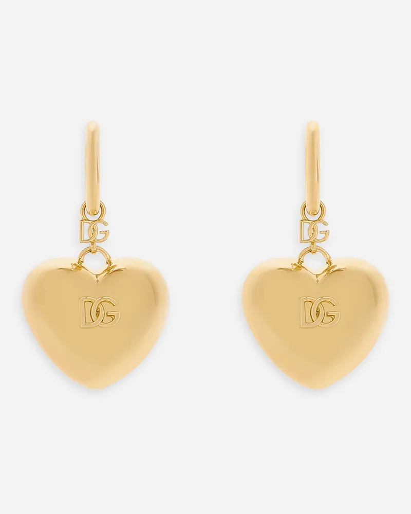 Dolce & Gabbana Orecchini Pendente Cuore Con Logo Dg - Donna Bijoux Oro Metallo Oro