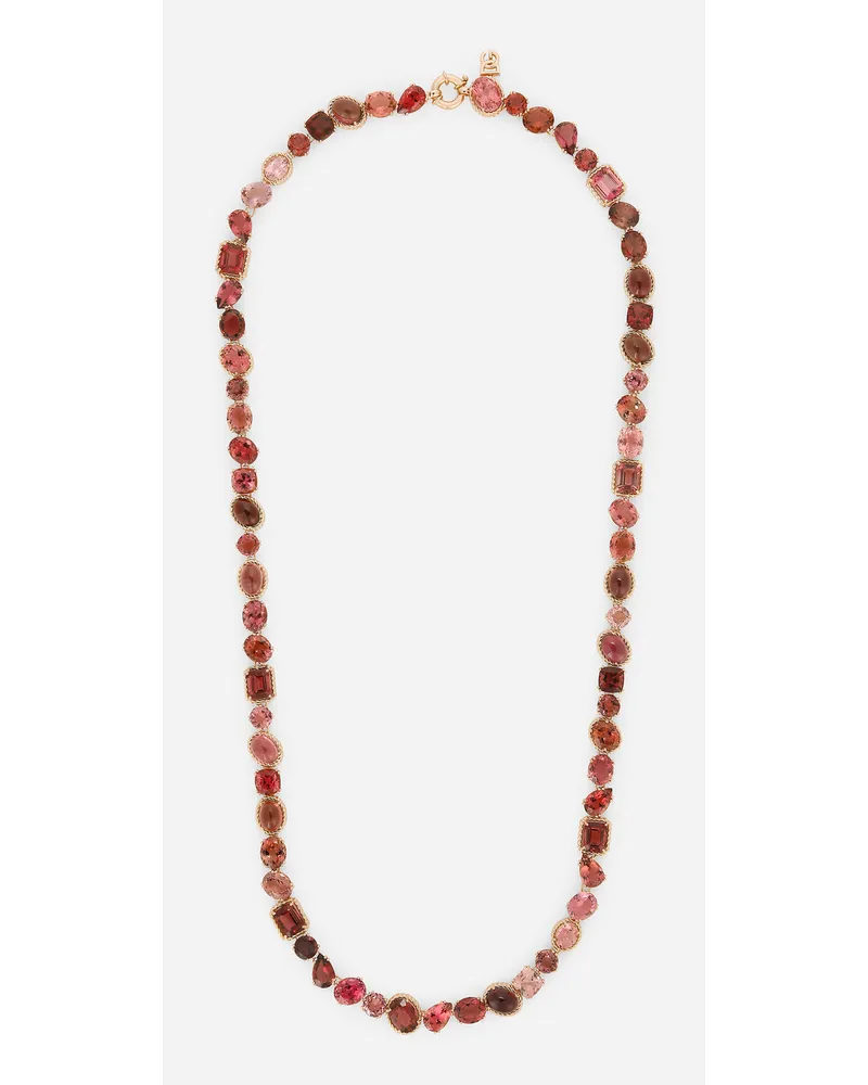 Dolce & Gabbana Anna Sautoir In Oro Rosso 18kt Con Tormaline - Donna Collane Rosso Oro Rosso