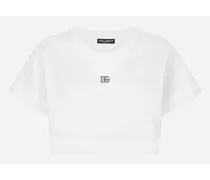 T-shirt Corta In Jersey Con Logo Dg - Donna T-shirts E Felpe Bianco