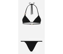 Bikini A Triangolo Con Logo Dg - Donna Beachwear Nero Jersey