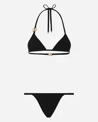 Dolce & Gabbana Bikini A Triangolo Con Logo Dg - Donna Beachwear Nero Jersey Nero