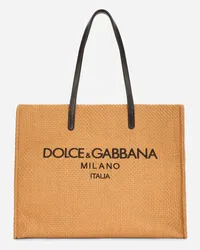 Dolce & Gabbana Shopping Logata In Rafia - Uomo Borse Shopping Beige Beige