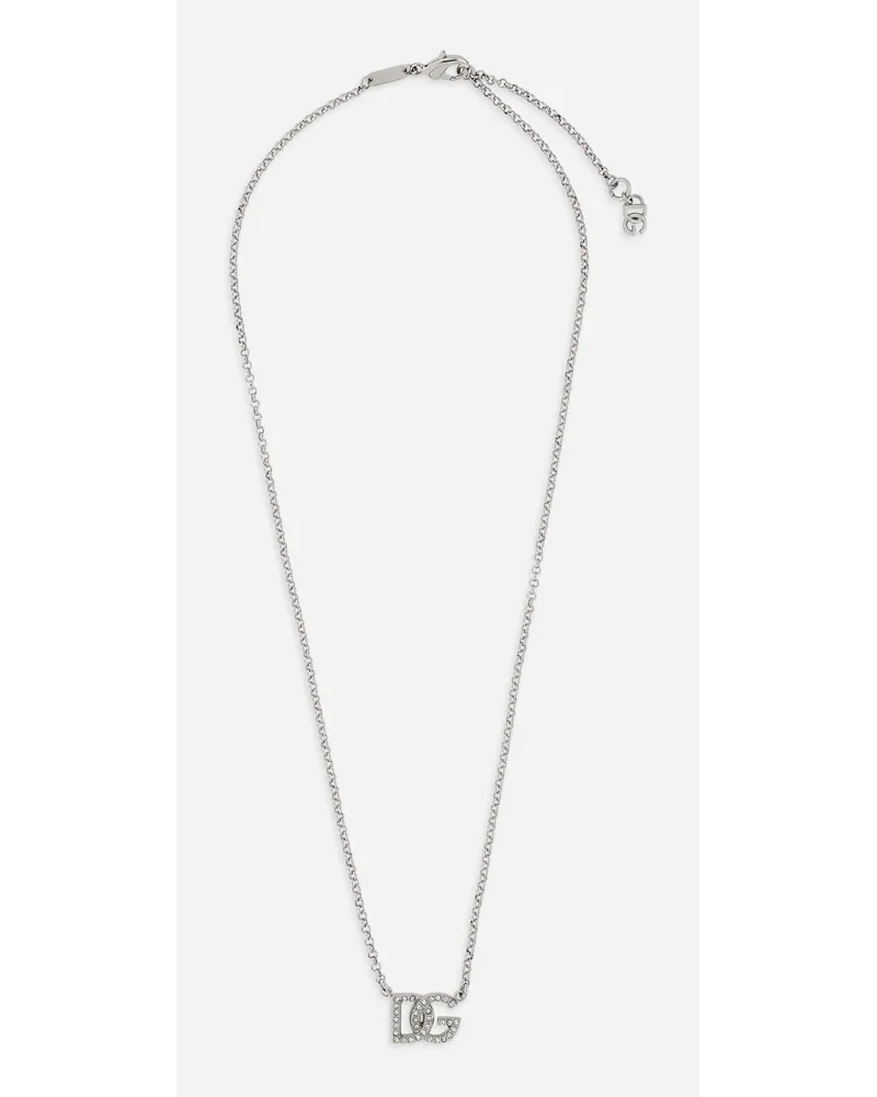 Dolce & Gabbana Collana A Catena Con Logo Dg - Uomo Bijoux Argento Metallo Argento