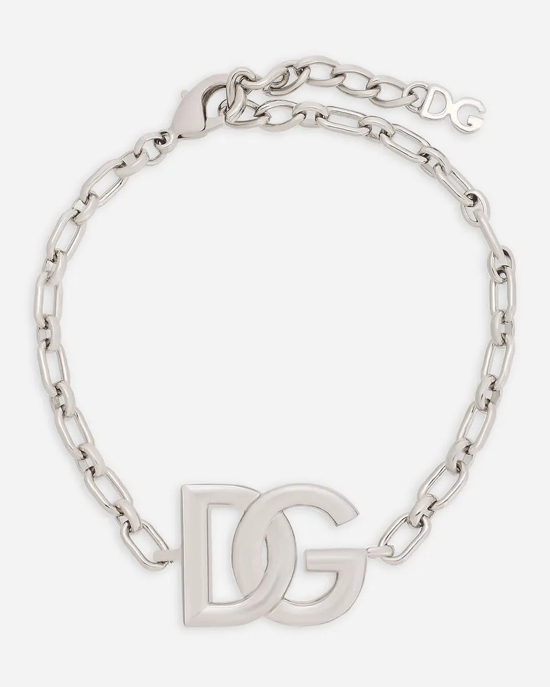 Dolce & Gabbana Bracciale A Catena Con Logo Dg - Uomo Bijoux Argento Metallo Argento