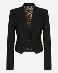 Dolce & Gabbana Spencer In Lana Jacquard Logo Dg - Donna Giacche E Blazer Nero Nero