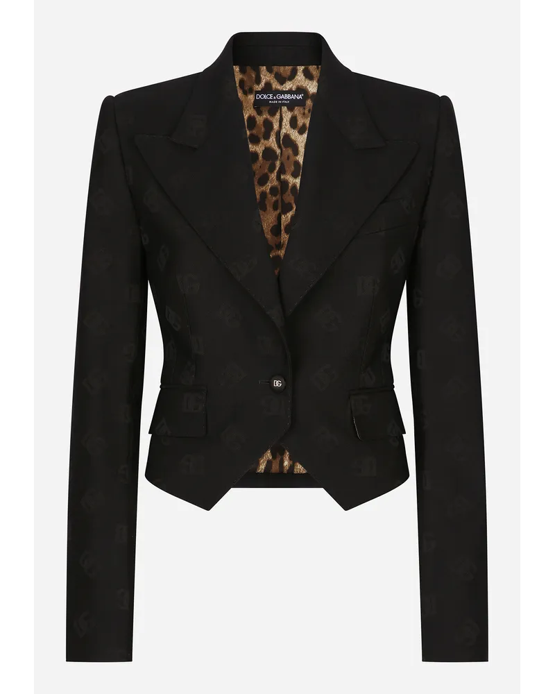 Dolce & Gabbana Spencer In Lana Jacquard Logo Dg - Donna Giacche E Blazer Nero Nero