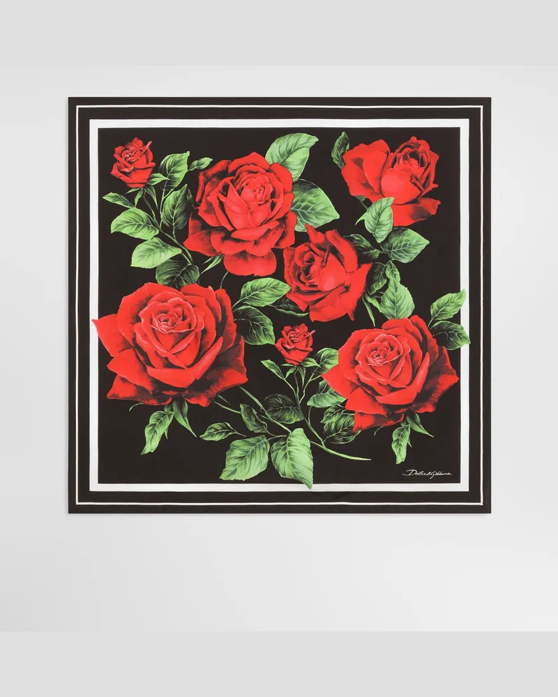 Dolce & Gabbana Foulard 50x50 In Twill Di Seta Stampa Rose - Donna Sciarpe E Foulard Stampa Stampa
