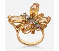 Anello Spring In Oro Giallo 18kt Con Farfalla Citrino - Donna Anelli Oro Oro