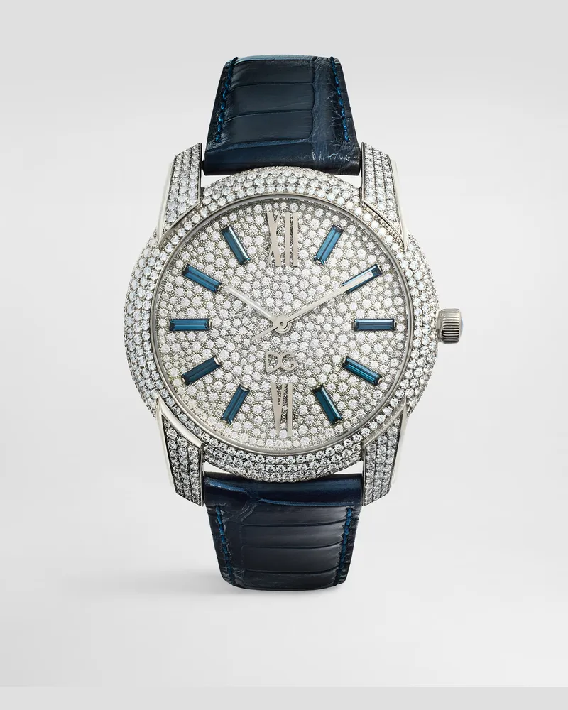 Dolce & Gabbana Special Pieces White Gold Watch With Diamond Pavé - Uomo Orologi Blu/oro Bianco Blu