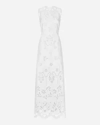 Dolce & Gabbana Abito Lungo In Cotone Con Ricamo Cut Out - Donna Abiti Bianco Bianco