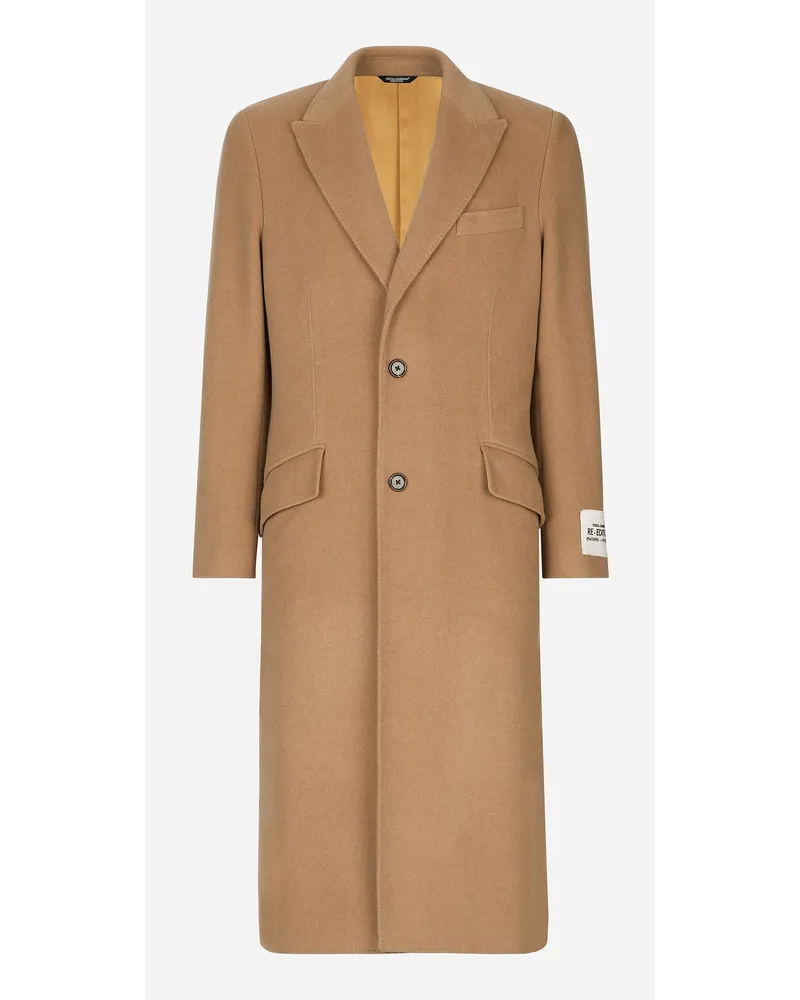 Dolce & Gabbana Cappotto Monopetto In Lana Di Cammello - Uomo Cappotti E Giubbotti Cipria Lana Cammello Cipria