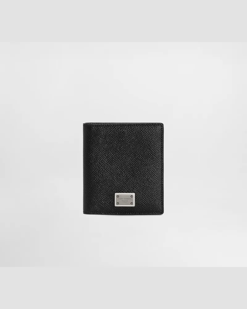 Dolce & Gabbana Portacarte Bifold In Pelle Di Vitello Stampa Dauphine - Uomo Portafogli E Piccola Pelletteria Nero Pelle Nero
