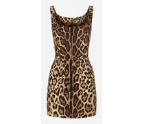Short Leopard-print Charmeuse Dress - Donna Abiti Stampa Animalier Seta