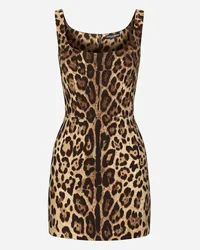 Dolce & Gabbana Short Leopard-print Charmeuse Dress - Donna Abiti Stampa Animalier Seta Leo