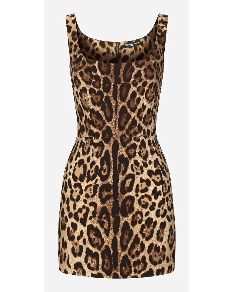 Dolce & Gabbana Short Leopard-print Charmeuse Dress - Donna Abiti Stampa Animalier Seta Leo