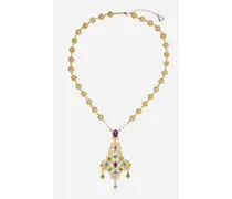 Pizzo Necklace In Yellow Gold Filigree With Amethysts, Aquamarines, Peridots And Morganite - Donna Collane Oro Oro