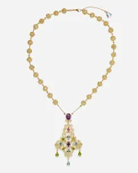 Dolce & Gabbana Pizzo Necklace In Yellow Gold Filigree With Amethysts, Aquamarines, Peridots And Morganite - Donna Collane Oro Oro Oro