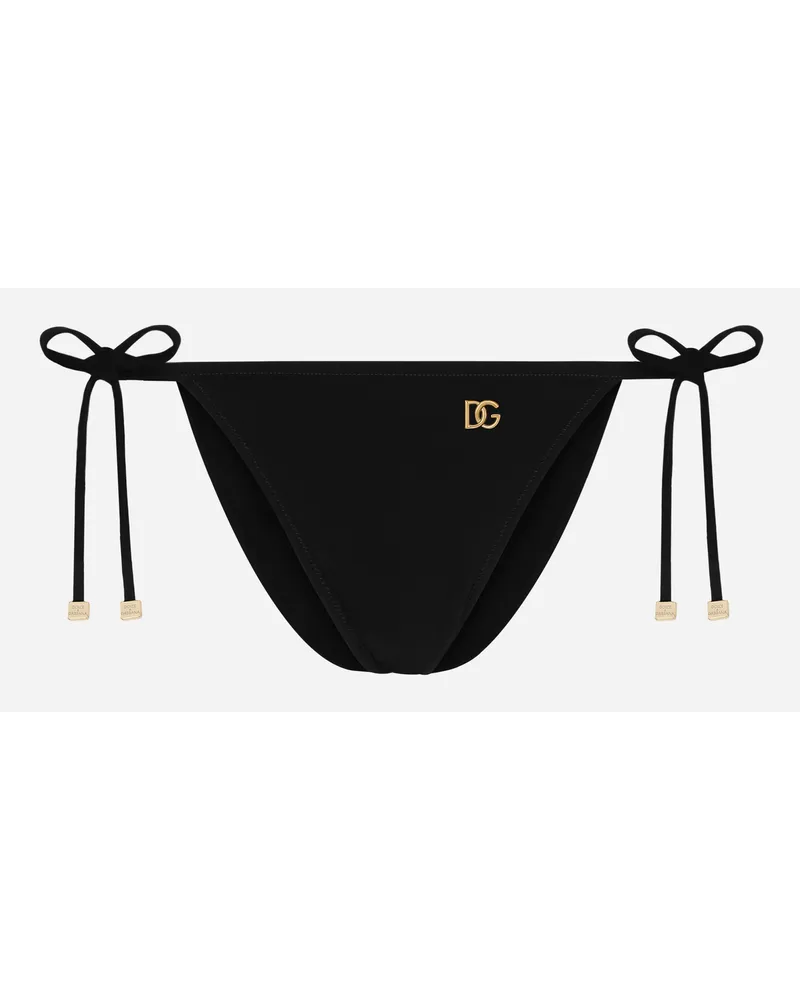 Dolce & Gabbana Slip Con Laccetti Da Mare - Donna Beachwear Nero Jersey Nero
