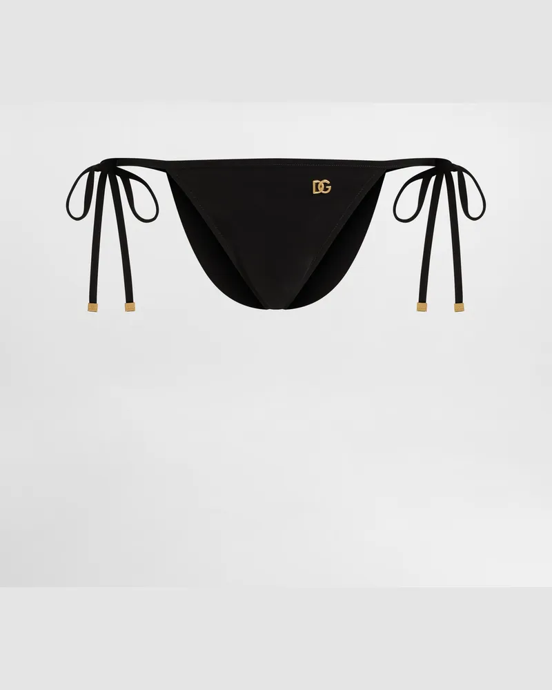 Dolce & Gabbana Slip Con Laccetti Da Mare - Donna Beachwear Nero Jersey Nero