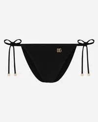 Dolce & Gabbana Slip Con Laccetti Da Mare - Donna Beachwear Nero Jersey Nero