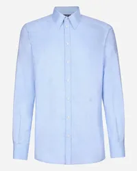 Dolce & Gabbana Camicia Fit Martini In Cotone E Lino - Uomo Camicie Viola Viola