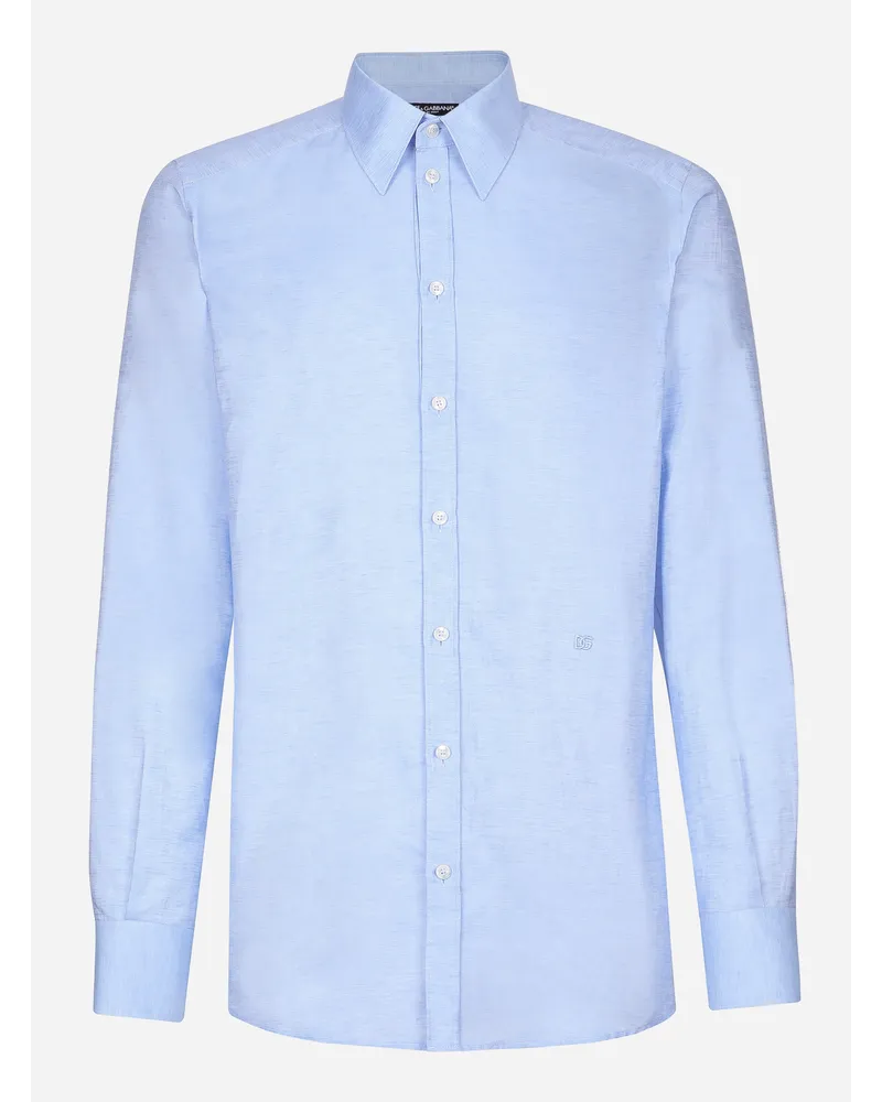 Dolce & Gabbana Camicia Fit Martini In Cotone E Lino - Uomo Camicie Viola Viola