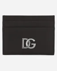 Dolce & Gabbana Portacarte In Pelle Di Vitello Nappata Con Logo Dg - Uomo Portafogli E Piccola Pelletteria Nero Pelle Nero