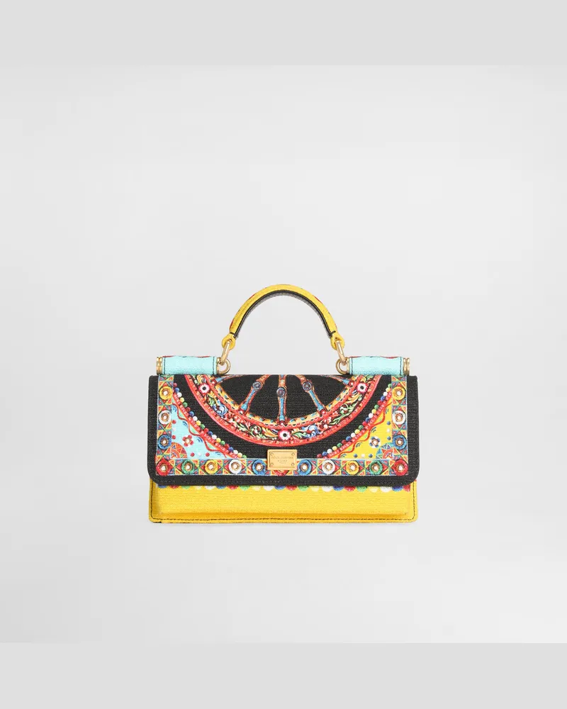 Dolce & Gabbana Phone Bag In Canvas Stampa Carretto - Donna Borse Mini E Pochette Multicolore Multicolore