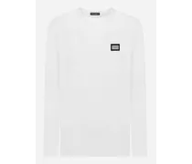 T-shirt Maniche Lunghe Con Placca Logata - Uomo T-shirts E Polo Bianco Cotone